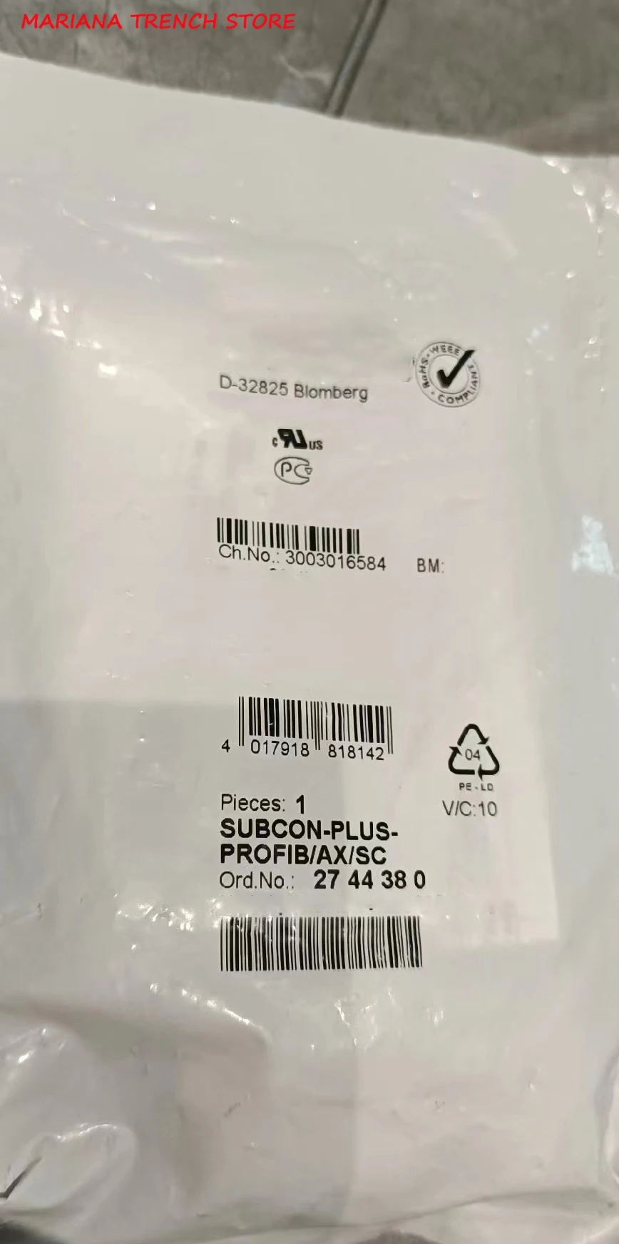 

2744380 for Phoenix SUBCON-PLUS-PROFIB/AX/SC - D-SUB bus connector