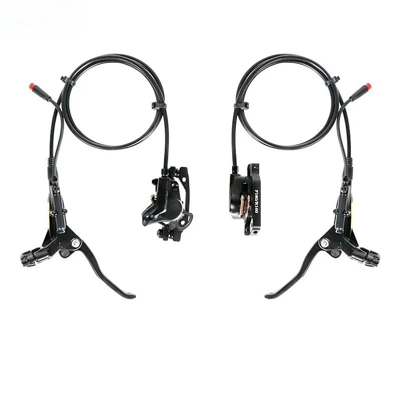 New Image V20 Fatbike Electric Bicycle Parts Front & Rear Hydraulic Disc Brakes Left & Right Hand Brake with Oil Brake Set