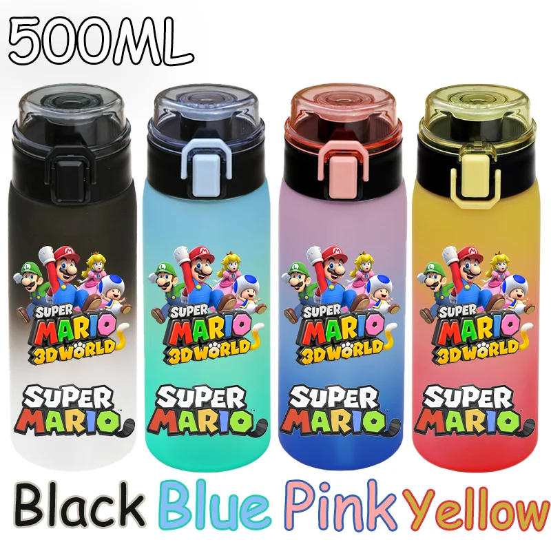 500 مللي سوبر ماريو بروس X لعبة أزرق وردي أصفر أسود متجمد كوب ماء ماريو لويجي الأميرة الخوخ كوب ماء للشرب