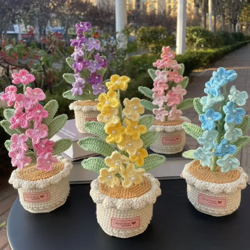 Handmade Crochet Flower Pot DIY Knitted Potted Plant Decorative Yarn Home Decor Unique Gift for Plant Lovers