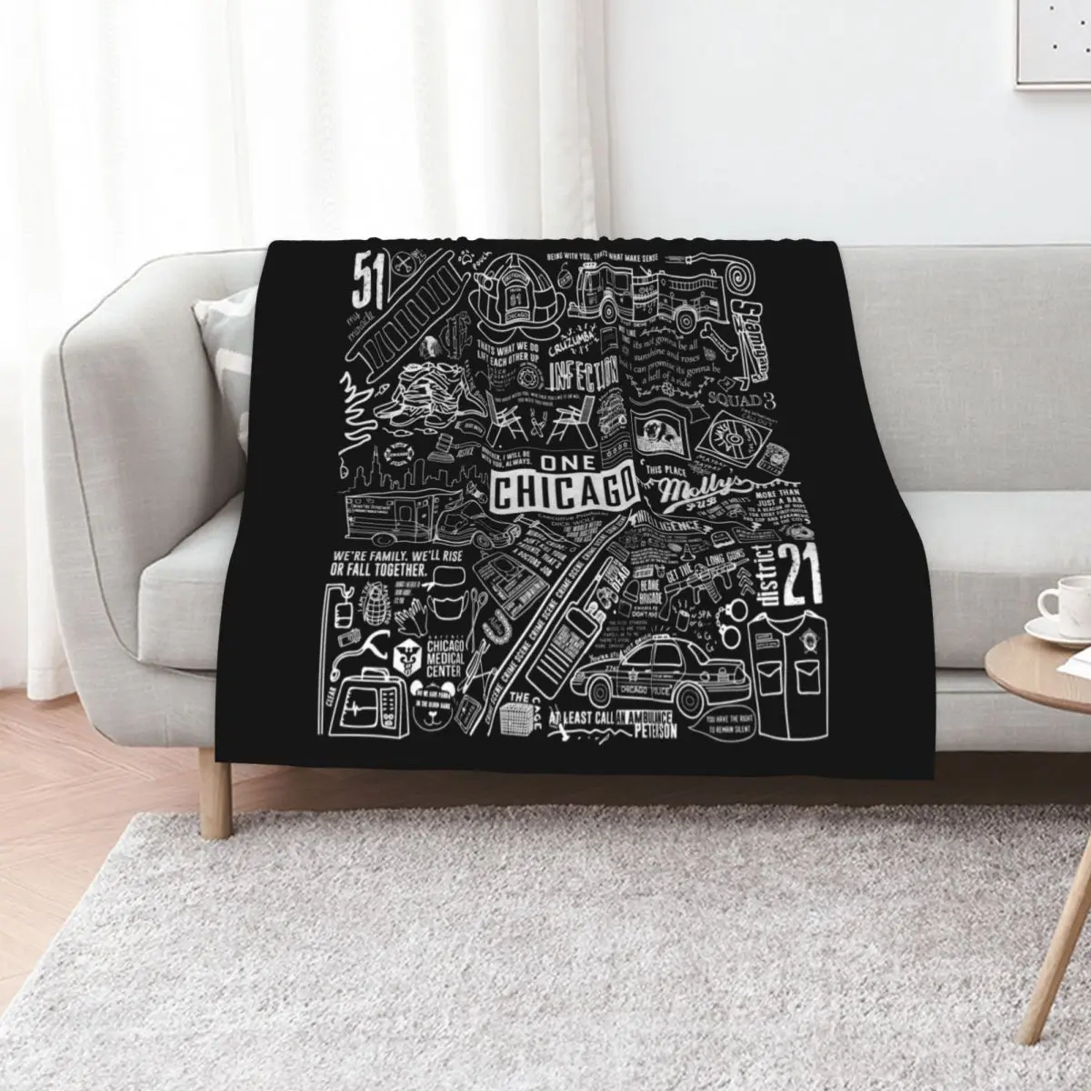 ONE CHICAGO COLLAGE on black Throw Blanket halloween For Baby Plaid on the sofa Retros Plaid Bed covers Blankets