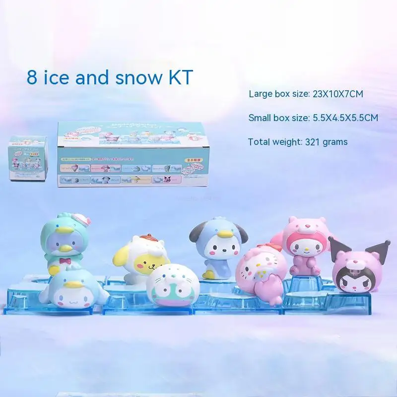 Anime Sanrio Melody Kt Cat Blind Box Kawaii Action Figure Mystery Box Cinnamoroll Pom Pom Purin Cosplay Snow World Gift Kids Toy