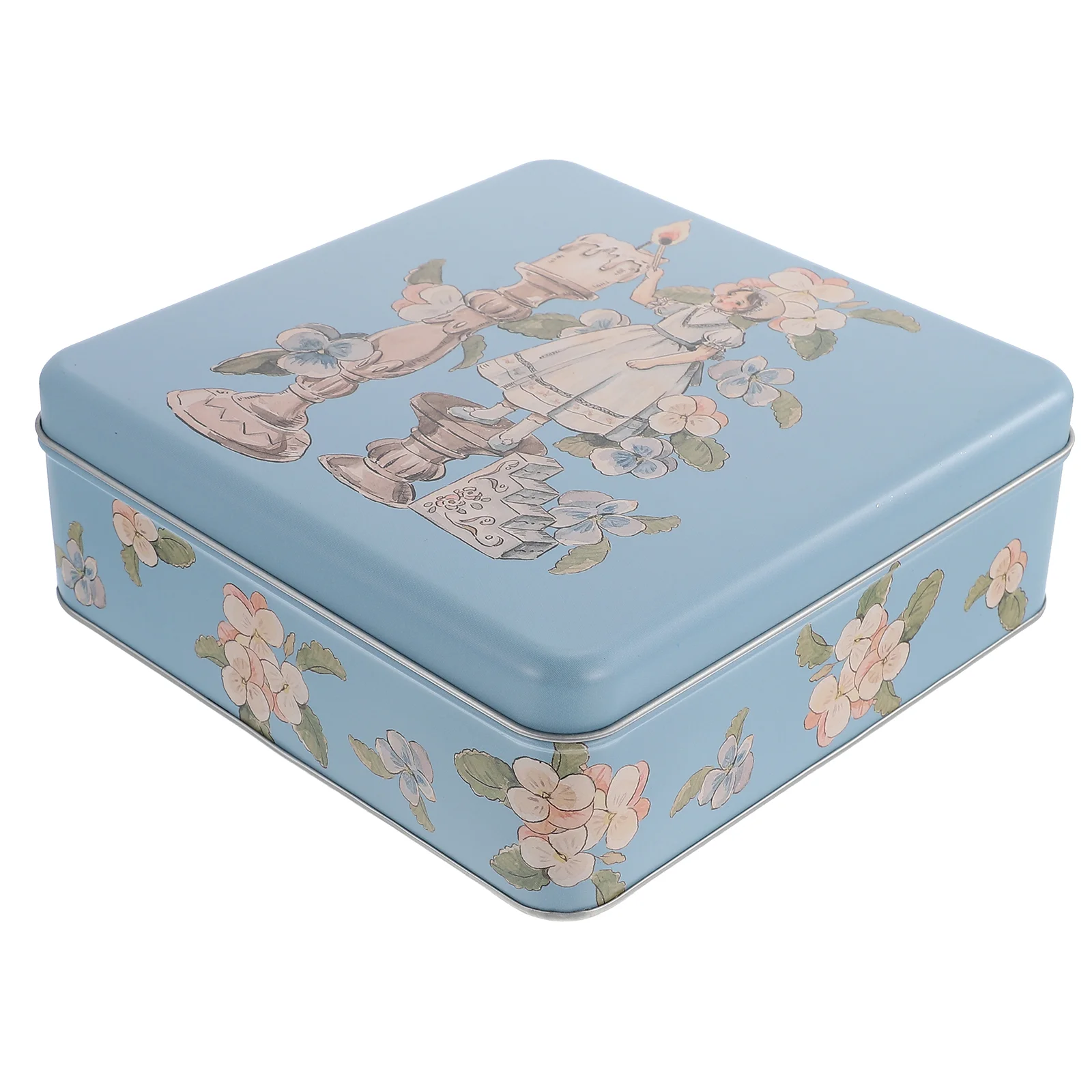 Biscuit Tin Box Tinplate Cookie Container Storage Case Dustproof Candy Gift Wrapping Containers for Giving