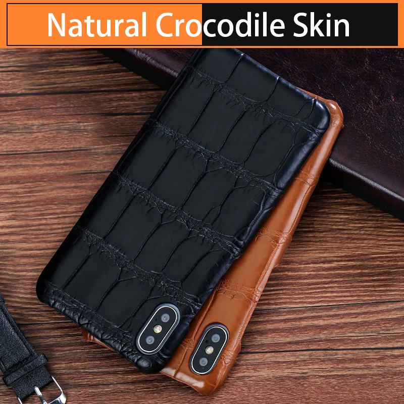 

Luxury Phone Case For iPhone X XS Max XR 11 pro max 12 pro max 8 100% Original Natural Crocodile Leather Back Cover Capa