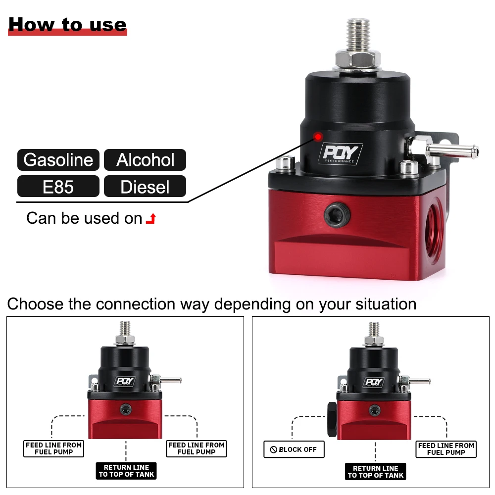 منظم ضغط الوقود العالمي من الألومنيوم AN8 تغذية وخط إرجاع AN6 مع مجموعة قياس 0-160PSI 3-20 20-45 45-70 نوابض الضغط