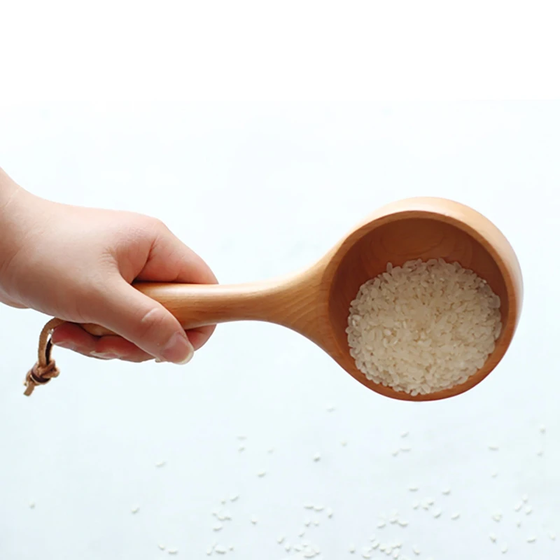 Solid Wood Scoop Japanese-style Short Handle Rice Scoop Kitchen Water Scoop Wooden Spoon Bath Sauna Wooden Bucket Spoon