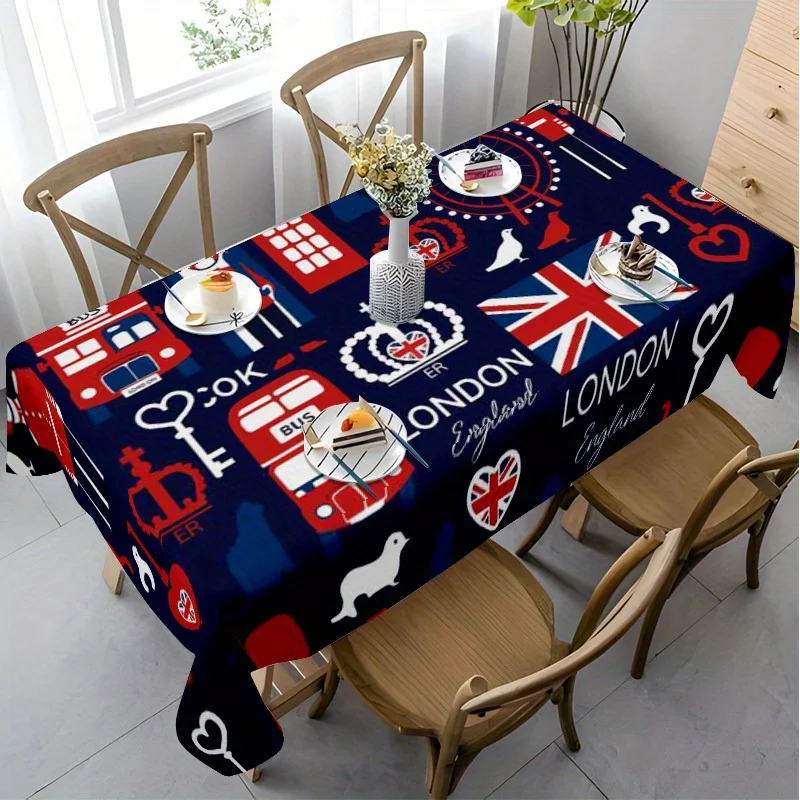 London England Theme Waterproof Tablecloth for Dining Room Party Decor British Culture Cafe Style Table Cover