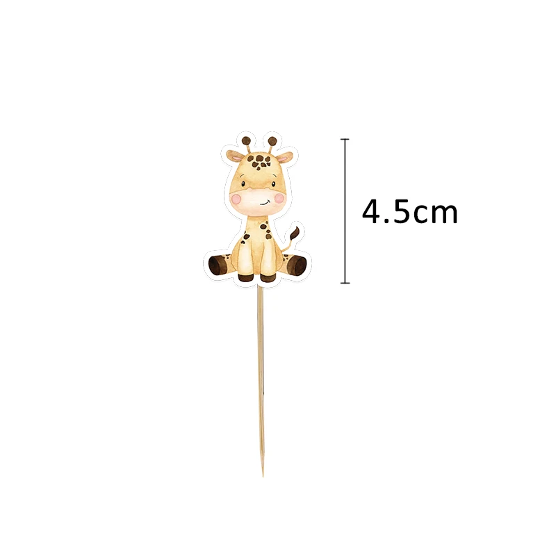 24 stks Karton Wild Dier Cake Toppers Cupcake Topper Voor Kinderen Jungle Safari Bos Verjaardagsfeestje Decoratie DIY Cupcake Supply