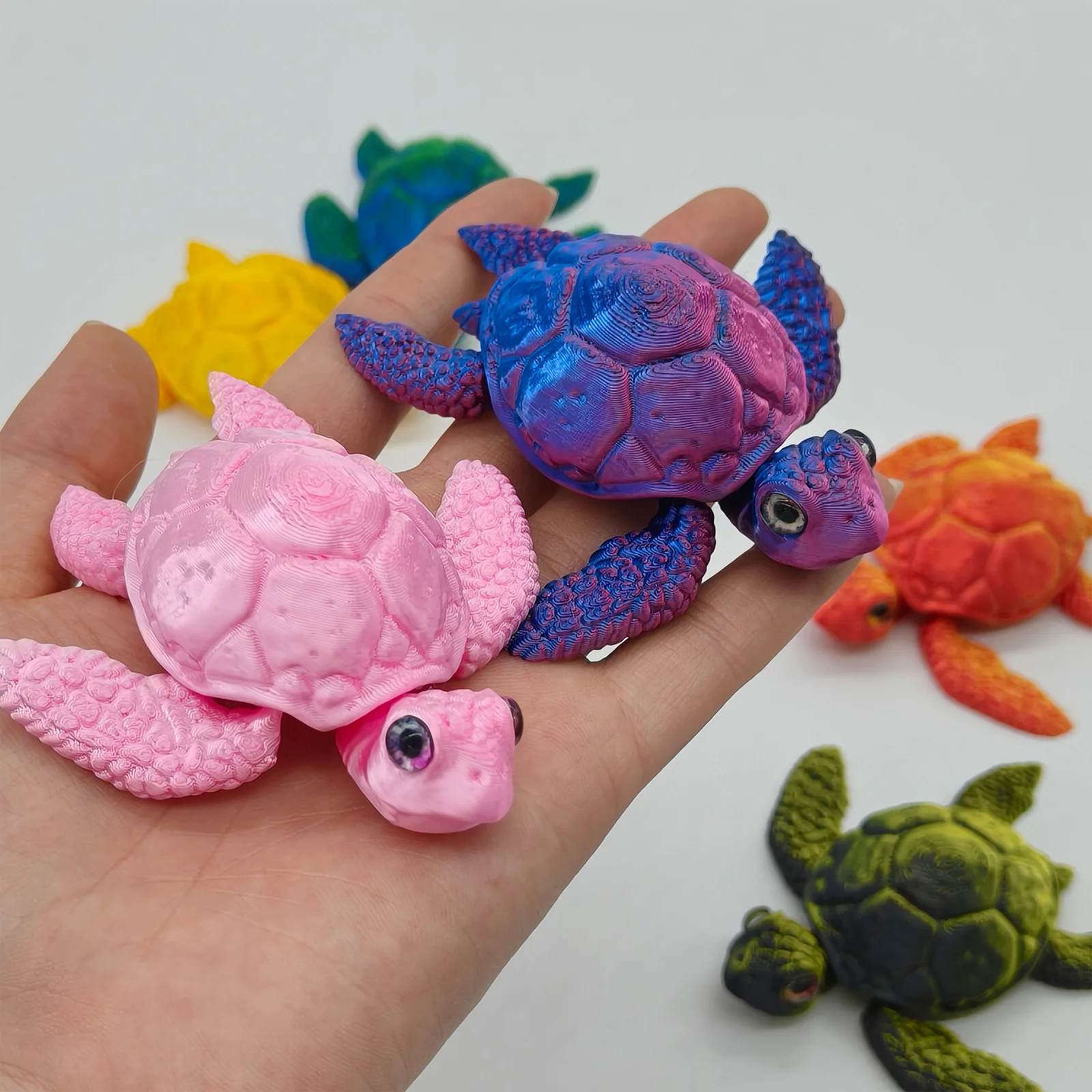 New 8cm 3D Printed Turtle Figurines Movable Joints Creative Ornaments Collection Desktop Decoration Gifts Toys Decoration Crafts