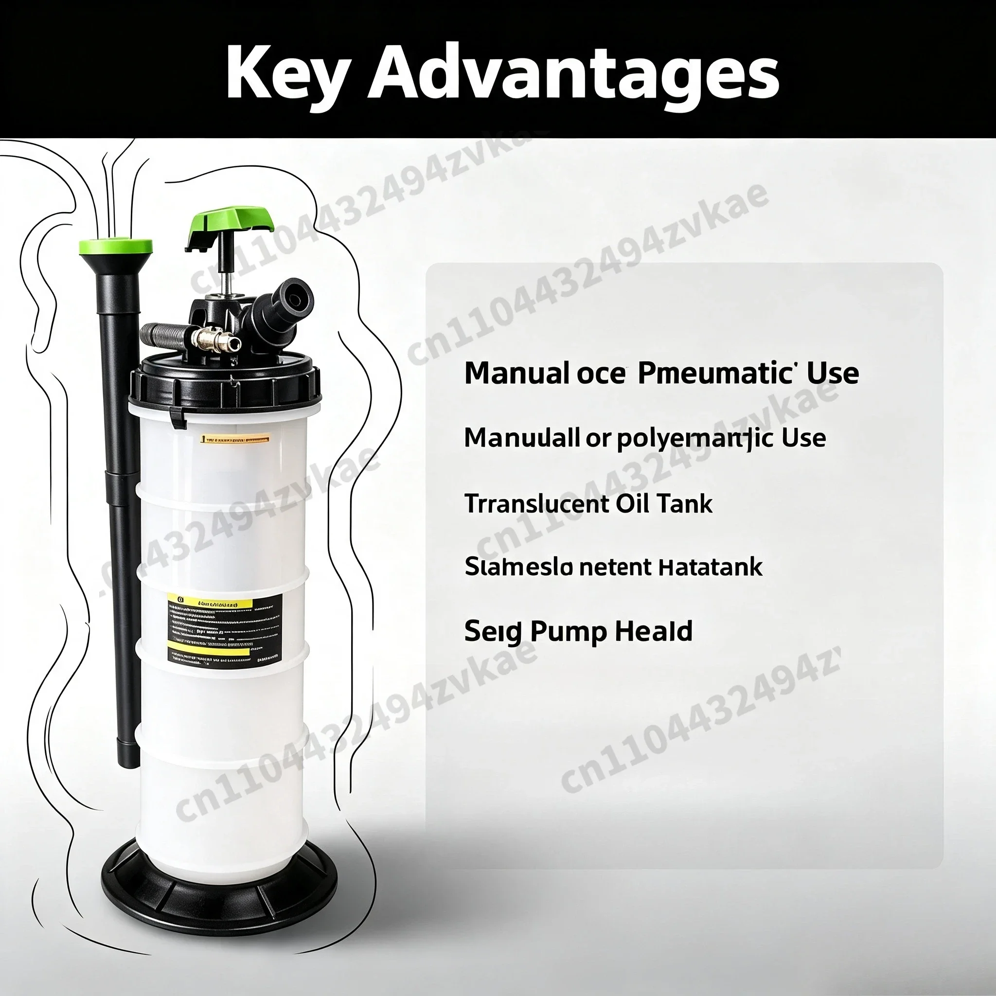 Hand & Pneumatic Oil Suction Pump, Mute Self-Priming Engine Oil Extractor, Portable Oil Change Transfer Tool