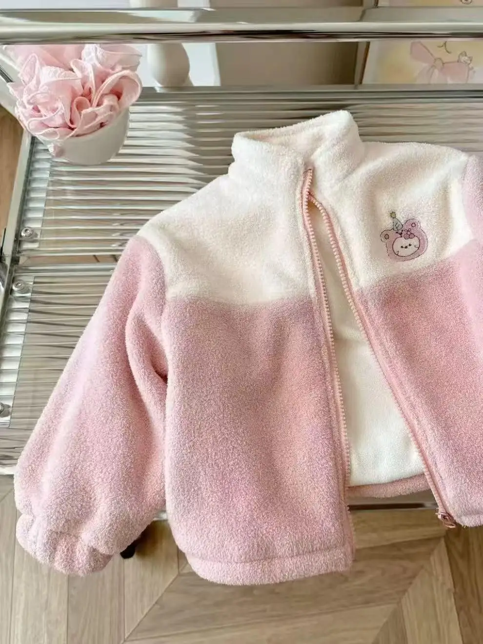 

Girls Fce Lined Jaet Comfortable Cute Design Winter Coat Korean Sle Long Sve round Ne Cotton Inner Liner Thic...
