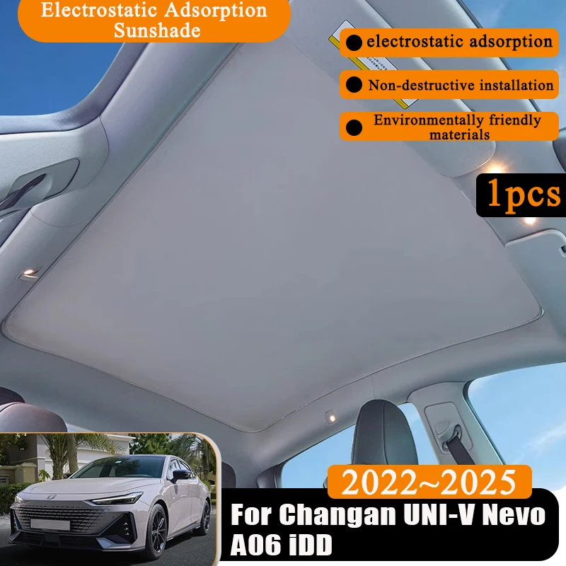 1 шт. солнцезащитный козырек на крыше для Changan UNI-V Nevo A06 iDD 2022 ~ 2025, электростатические адсорбционные наклейки, силиконовые аксессуары для świetlika