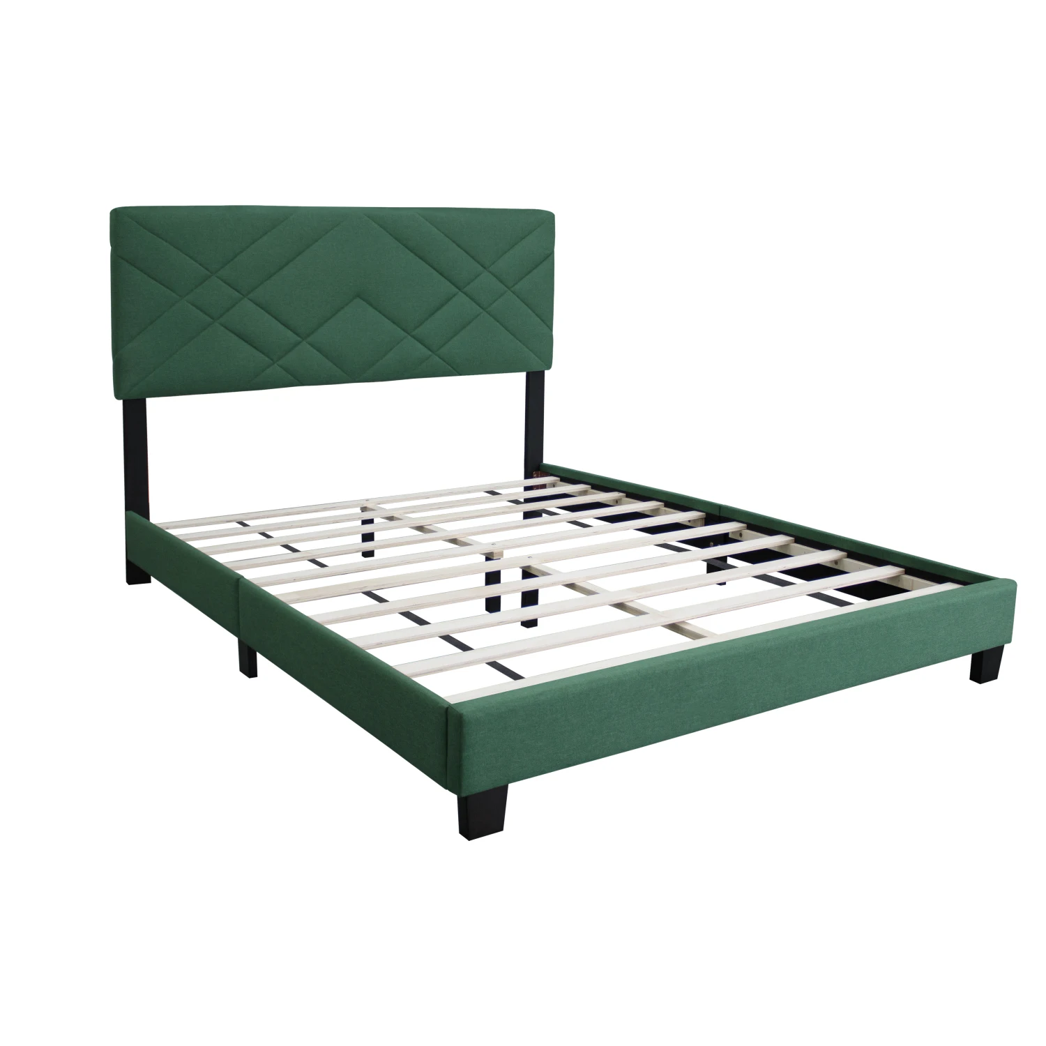 GREEN QUEEN SIZE BED FRAME WITH ADJUSTABLE HEADBOARD SUPER AFFORDABLE NO BOX SPING REQUIRE