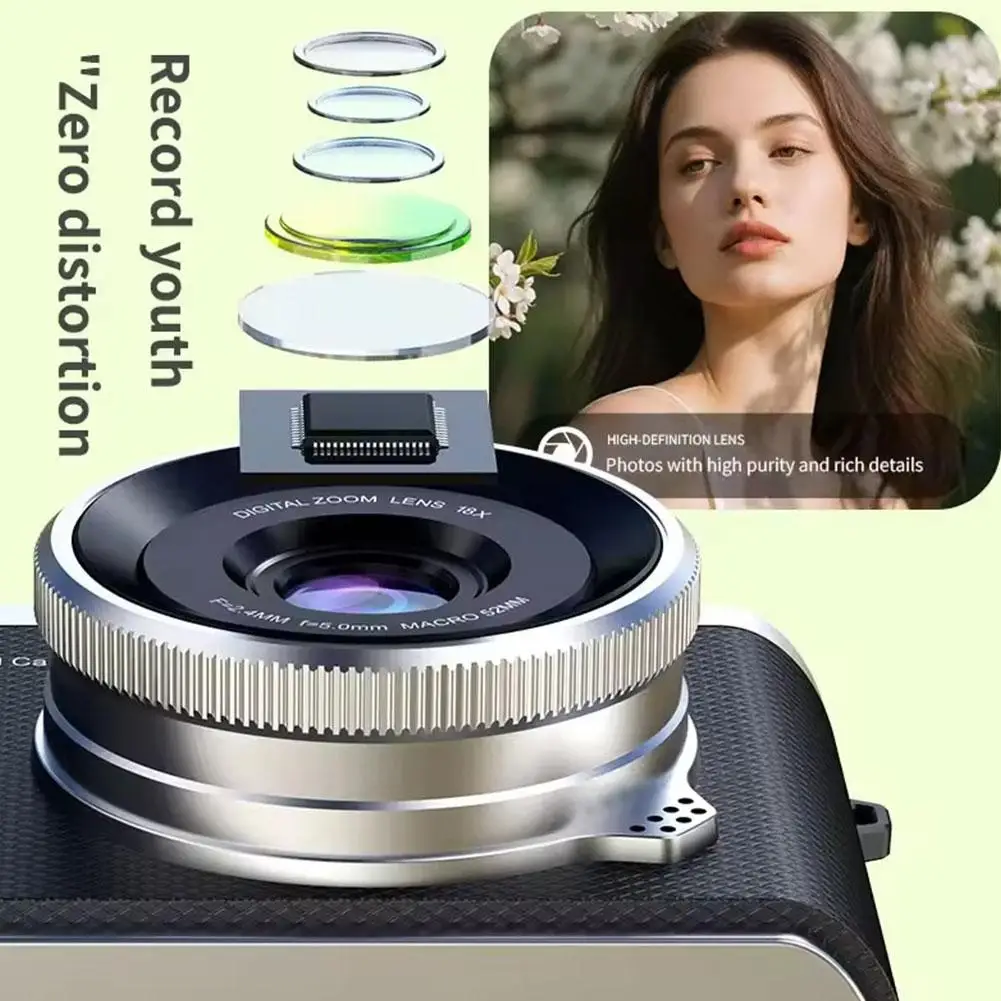 Digital Camera For Photography, 4K Vlogging Camera 180° Flip Screen 16X Digital Zoom Compact Cameras CCD Filter Camera