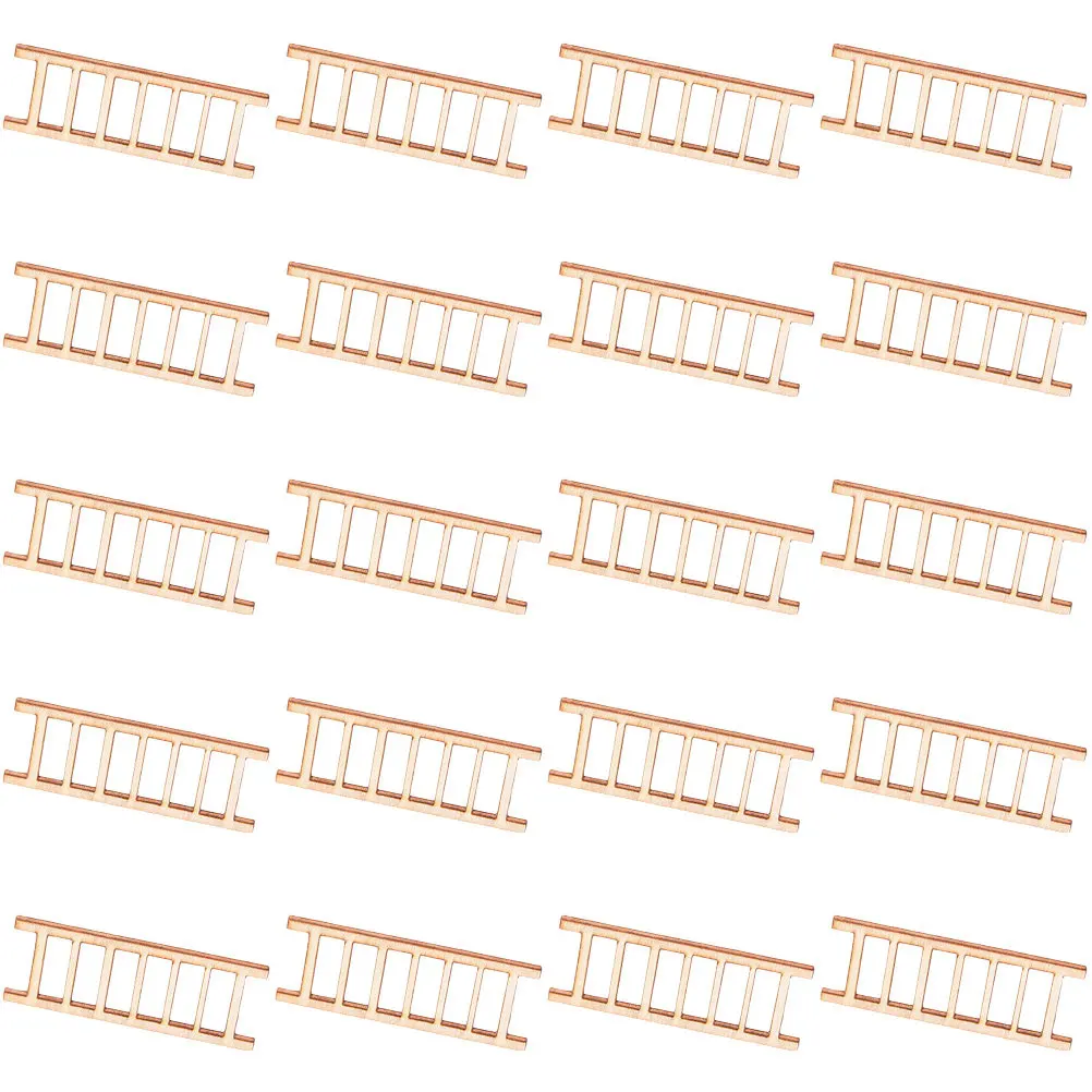 20Pcs Miniature Wooden Ladders Mini House Ladder Decorations DIY Paintable Landscape Ladder Accessories Micro Landscape Layout