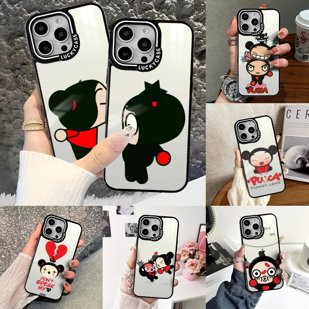 Valentine P-PuccaS Cute anime lovers Phone Case For iPhone 16 15 14 13 Pro Max Transparency Shockproof Hard Funda