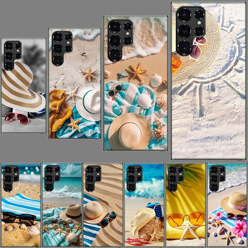 Summer Vibe Sea, Beach, Sand Phone Case For Samsung Galaxy S24 S23 S21 S20 FE S22 S26 Ultra S25 Edge S10 Plus Cover Clear TPU Ca
