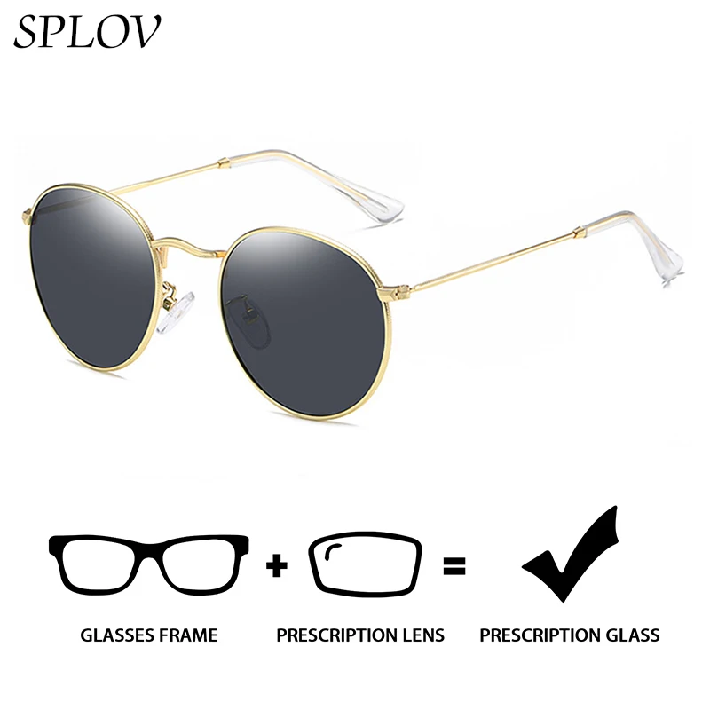 

SPLOV Ретро поляризационные солнцезащитные очки по рецепту, индивидуальные солнцезащитные очки для близорукости/дальнозоркости/прогрессивные оптические солнцезащитные очки, очки с синим светом