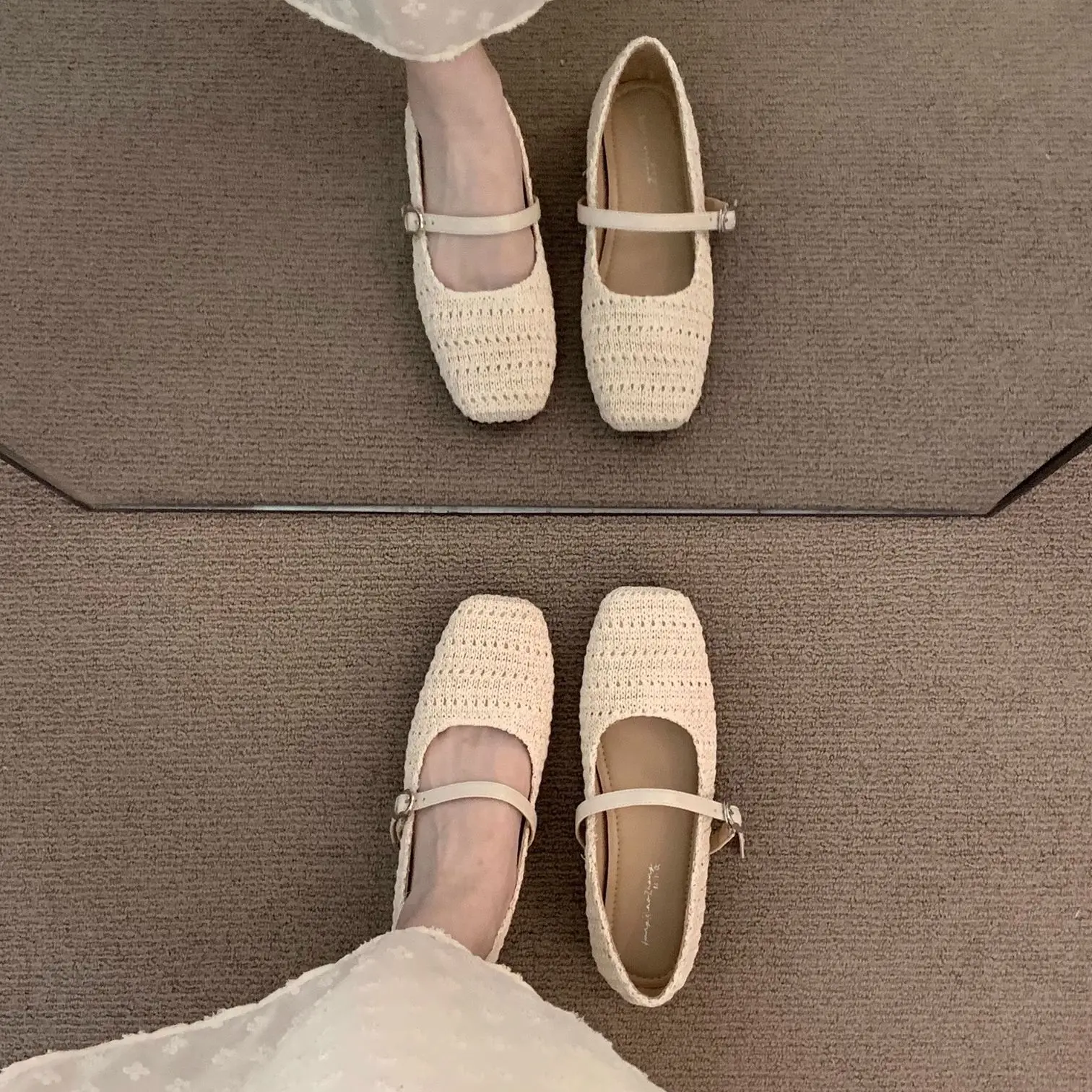 

2026 New Summer Women Woven Brown Mary Jane Shoes Niche Design Fairycore Flat Footwear