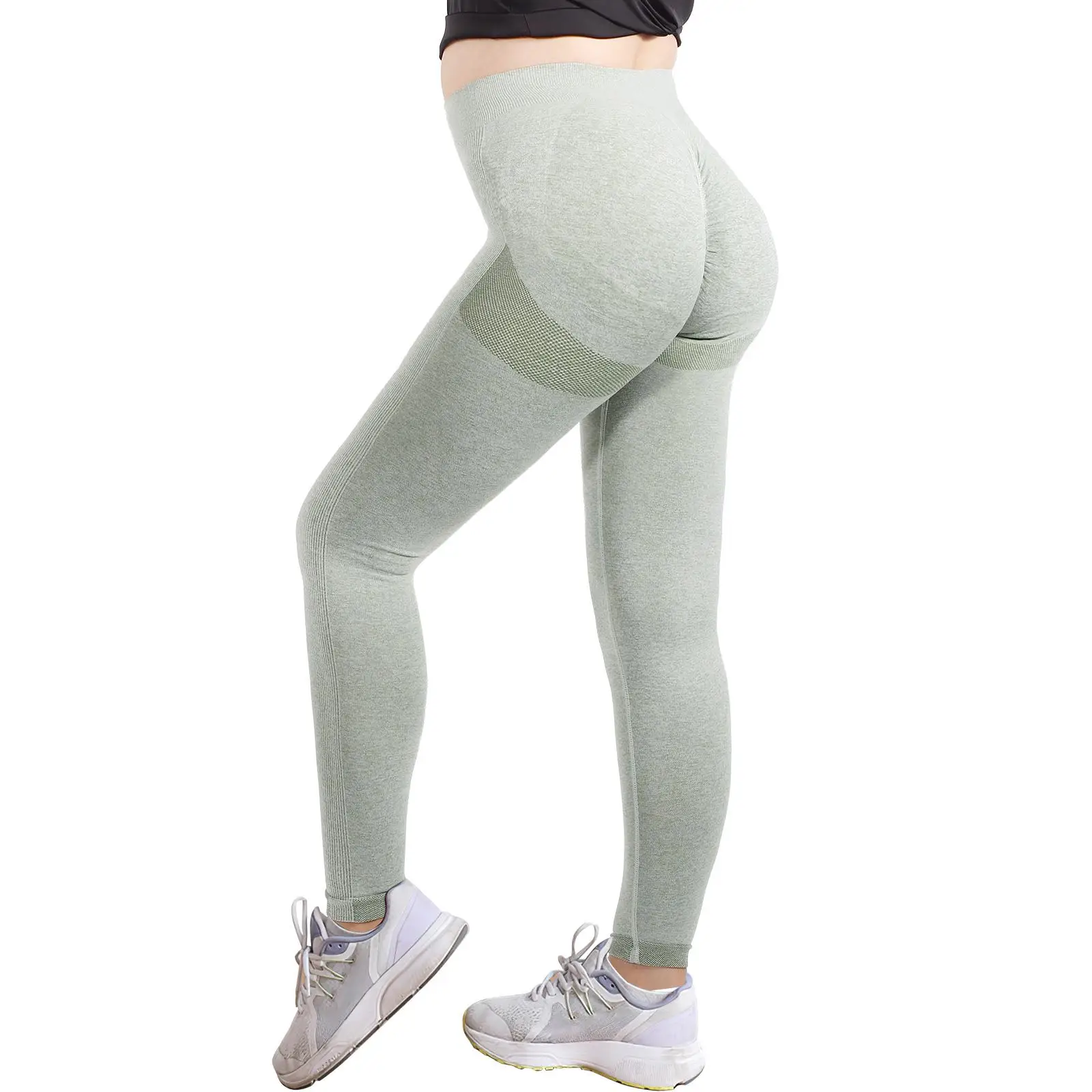 

High Waisted Yoga Pants Women Leggings Tight Fit Solid Color Athletic Cropped Cotton Running