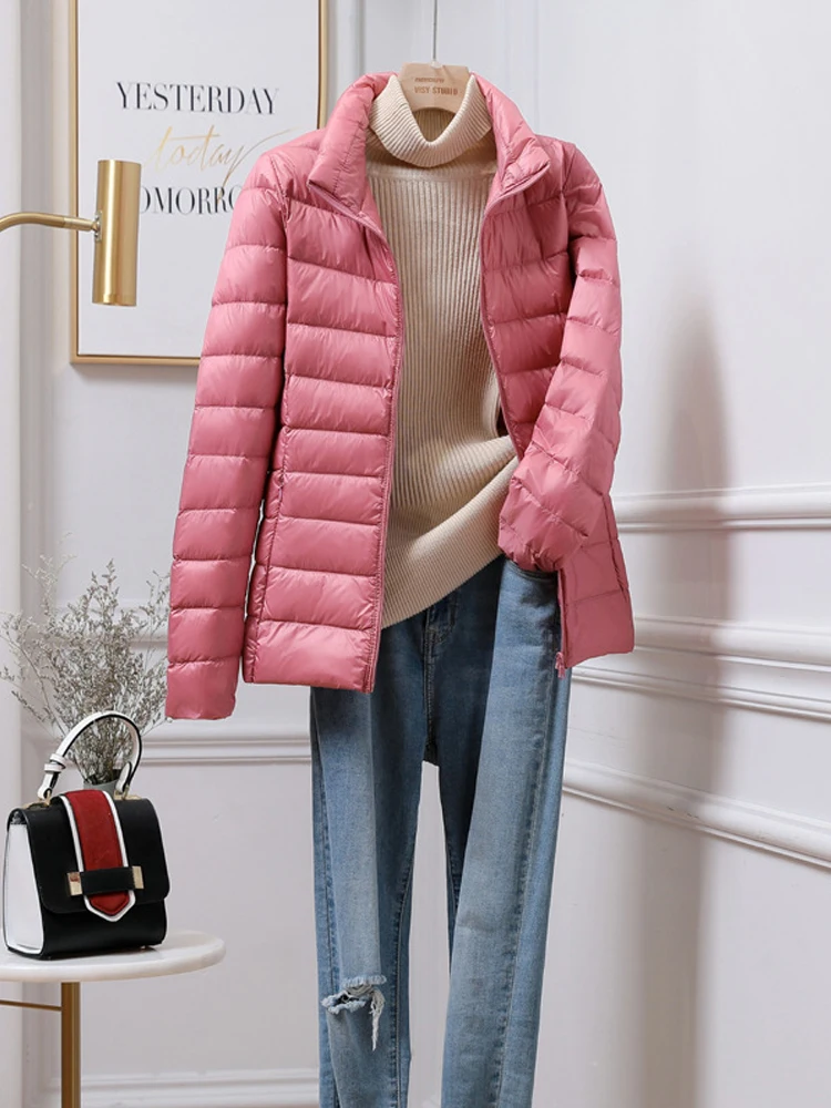 0-10℃ Women Down Jackets 2024 New Autumn Winter Ultralight Puffy Duck Down Coat Female Portable Windproof Quilted Thin Parkas