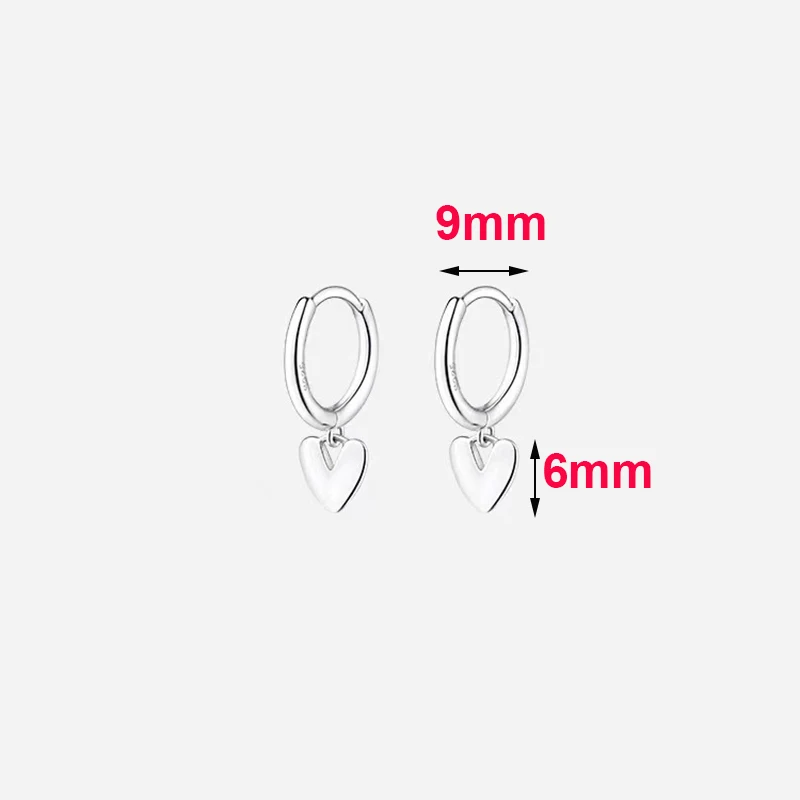 925 Sterling Silver Heart Pendant Hoop Earrings For Women Classic Fine Jewelry Minimalist Accessories