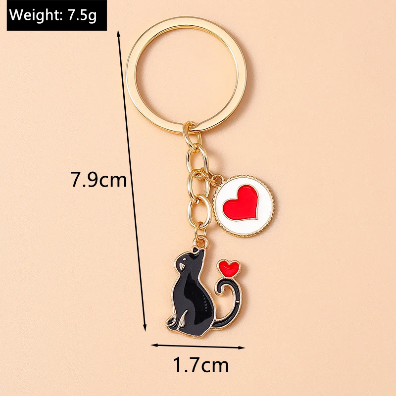 Niedlicher Emaille-Katzen-Schlüsselanhänger, Cartoon-Tier-Schlüsselanhänger, Anhänger für Frauen und Mädchen, Handtasche, Dekor, DIY, handgefertigter Schmuck, Geschenkzubehör – Detail 14