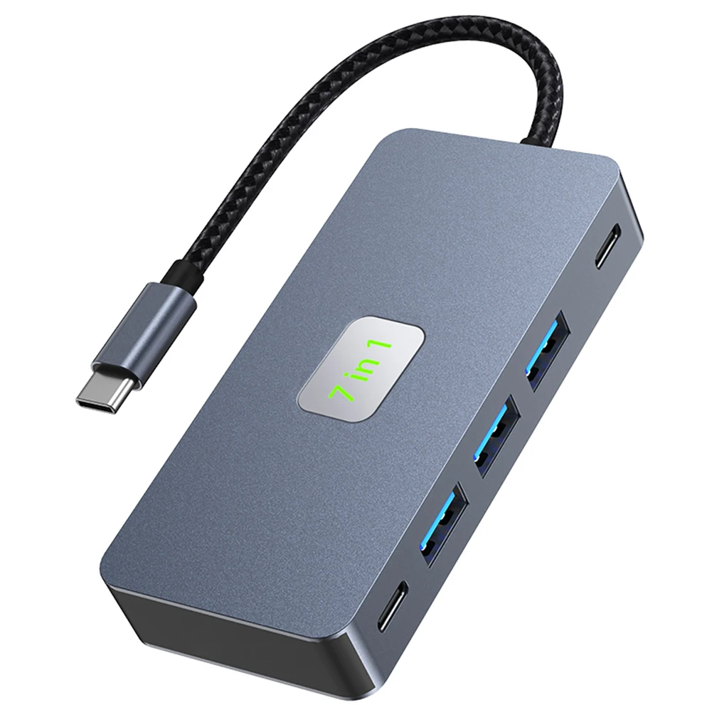 

Док-станция USB C 7-в-1 с двумя HDMI-совместимыми мониторами, USB-C хаб с PD 100W, 3 порта USB 3.0 и 1 порт USB-C для Dell XPS 13 15