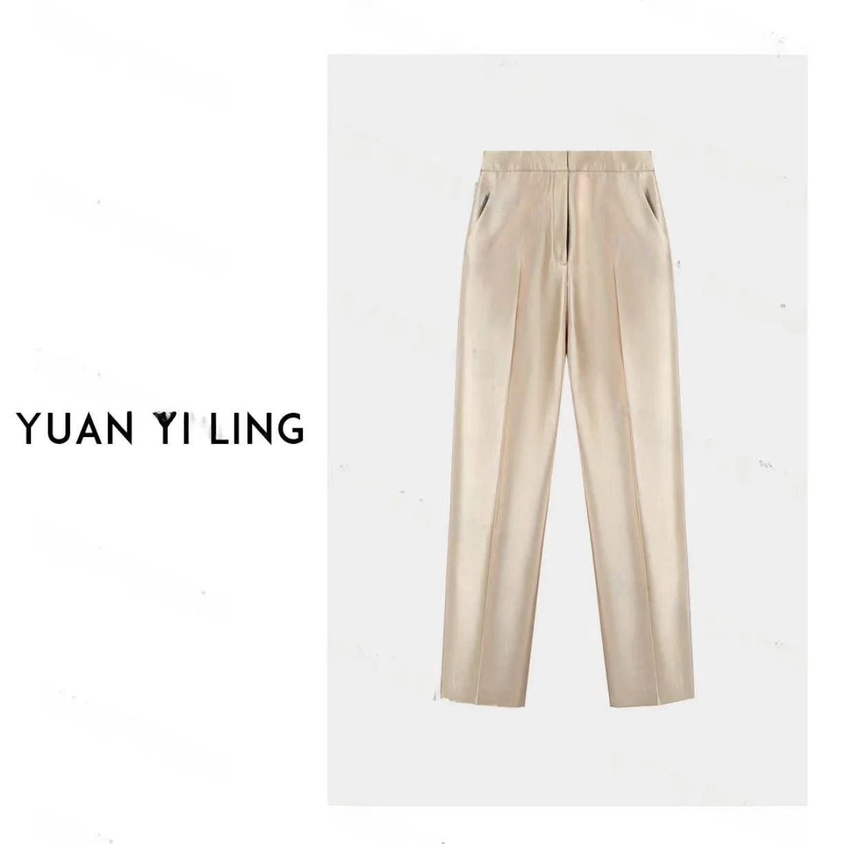 

Брюки прямого кроя с высокой талией для похудения, универсальные повседневные, из смесовой ткани (полиэстер и шерсть), женские, модные, осенняя новинка