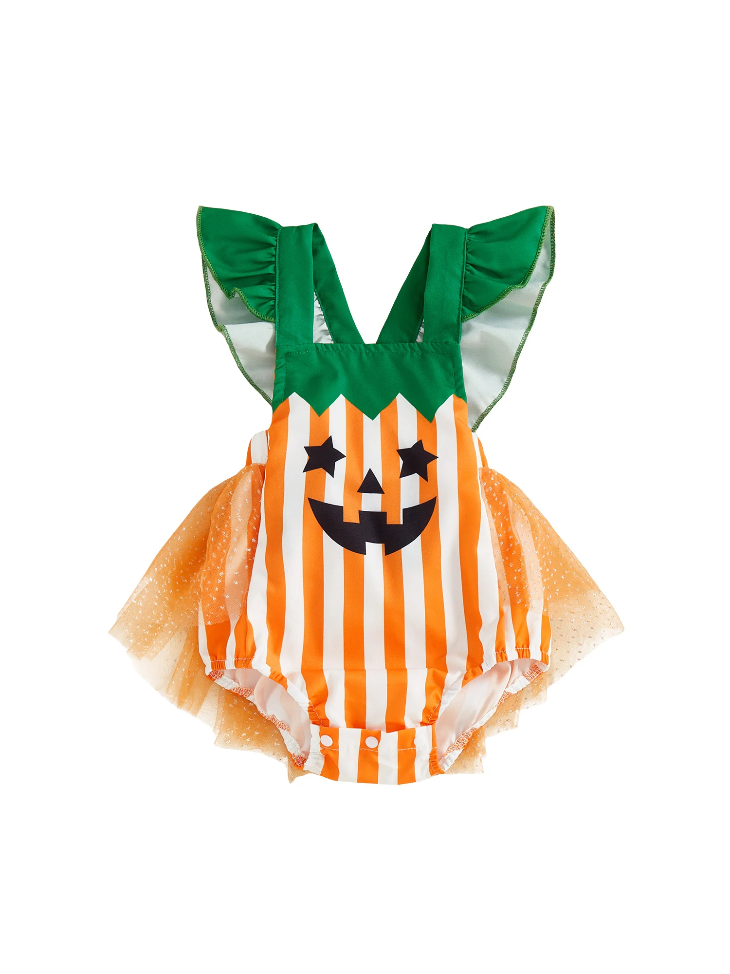 Kombinezon dla malucha z nadrukiem ducha, długi rękaw, kostium na Halloween, strój na straszny jesień z siateczkowymi detalami