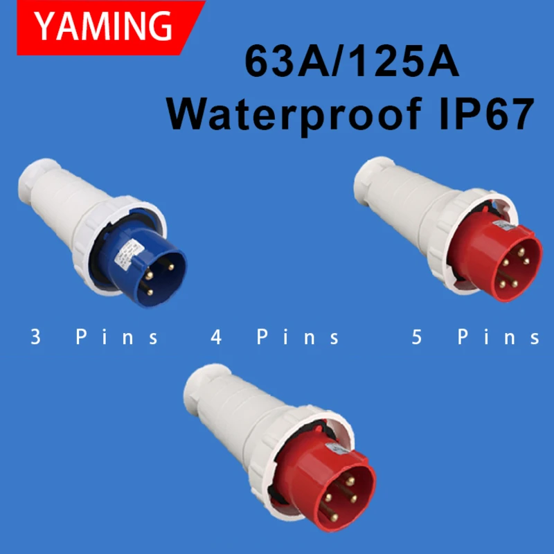 

Waterproof Aviation Explosion-proof Connector Surface And Concealed Industrial Plug Socket 3 4 5 Core Pins 63A/125A IP67