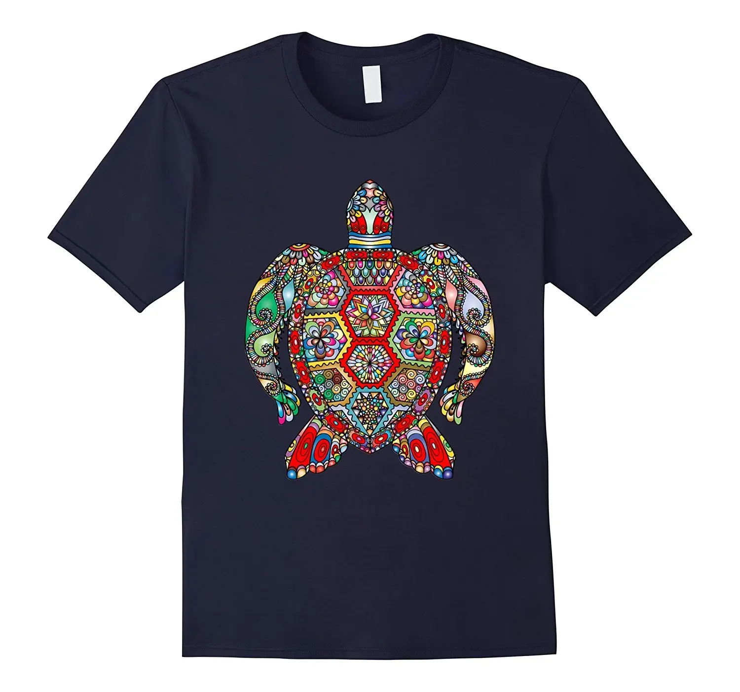 

Unique Colorful Animal Floral Sea Turtle T-Shirt 100% Cotton O-Neck Short Sleeve Summer Casual Mens T-shirt Streetwear