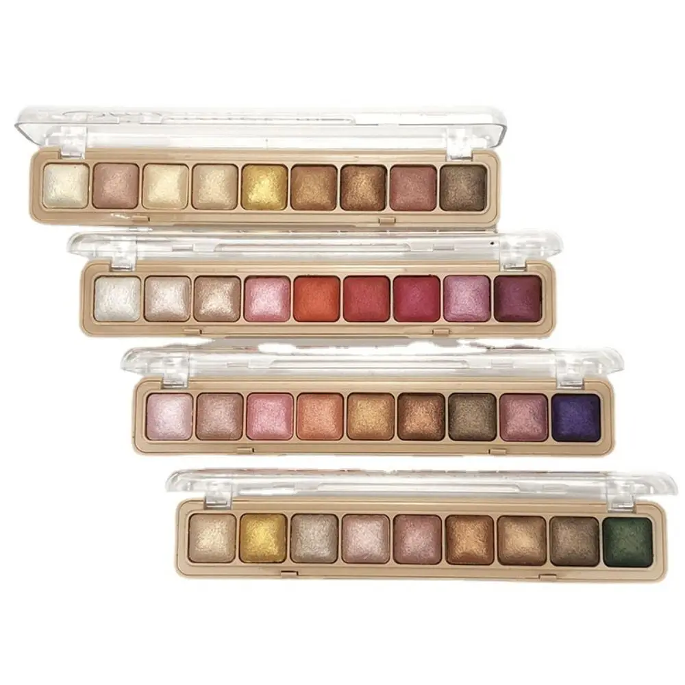 Long Lasting Eye Shadow Palette Pigmented Glitter Natural Eye Makeup Tool 9-Color Long-lasting Glitter Sequins Women