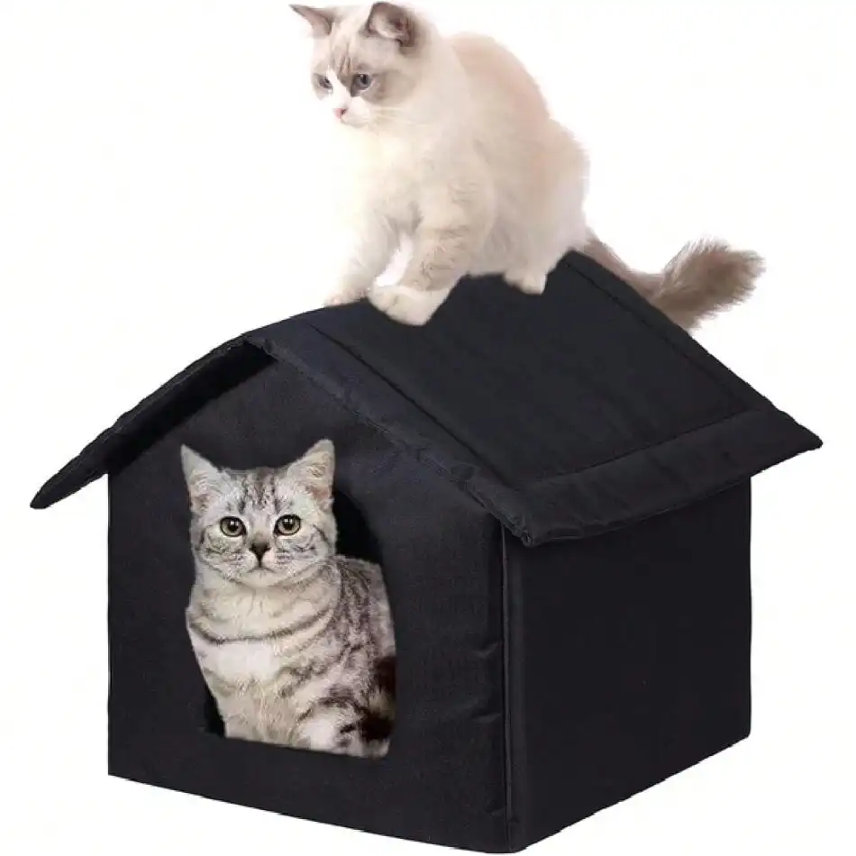 

Weatherproof Outdoor House For Cats, Warm Stable Stray Cats Shelter In Winter Black Large,28012577