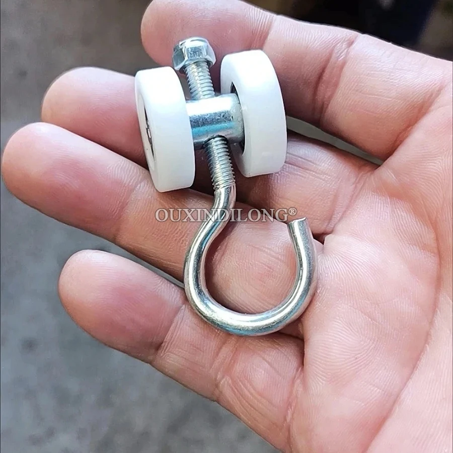 

20PCS with Hook Sliding Door Rollers Dual Nylon Mute Hanging Rail Slide Wheels Curtain Tarpaulin Hanging Track Pulleys Runners