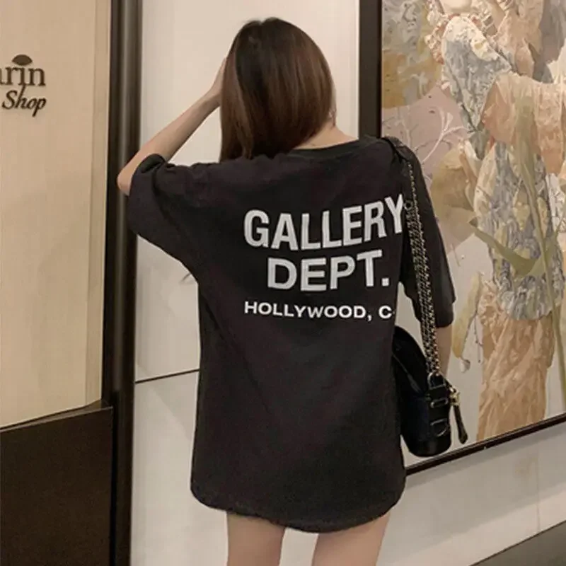 Gallery Dept Classic Vintage Alphabet Print Vintage Loose Foundation Short Sleeve T-Shirt