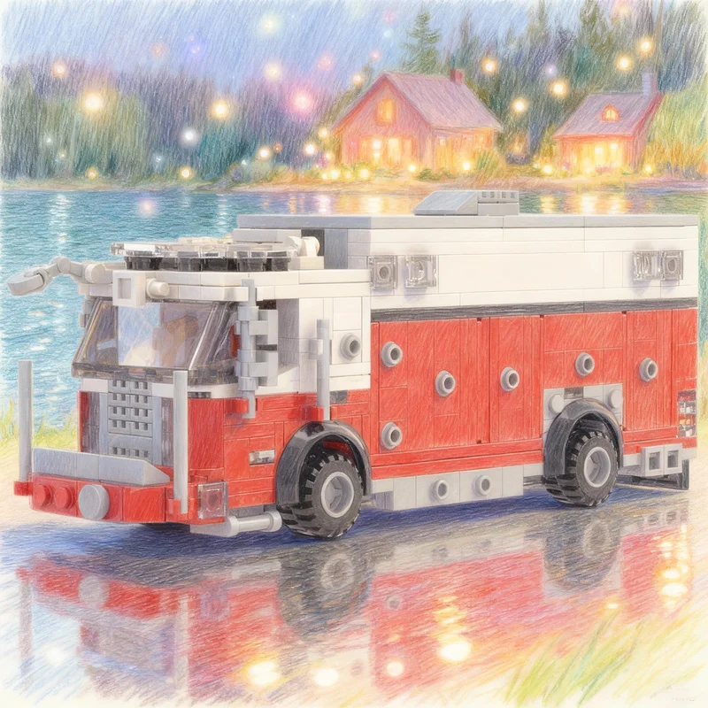 

465pcs MOC Walk Single Axle Heavy Rescue City Fire Model Building Toys Blocks Architecture Idea Education Christmas Gift Brick