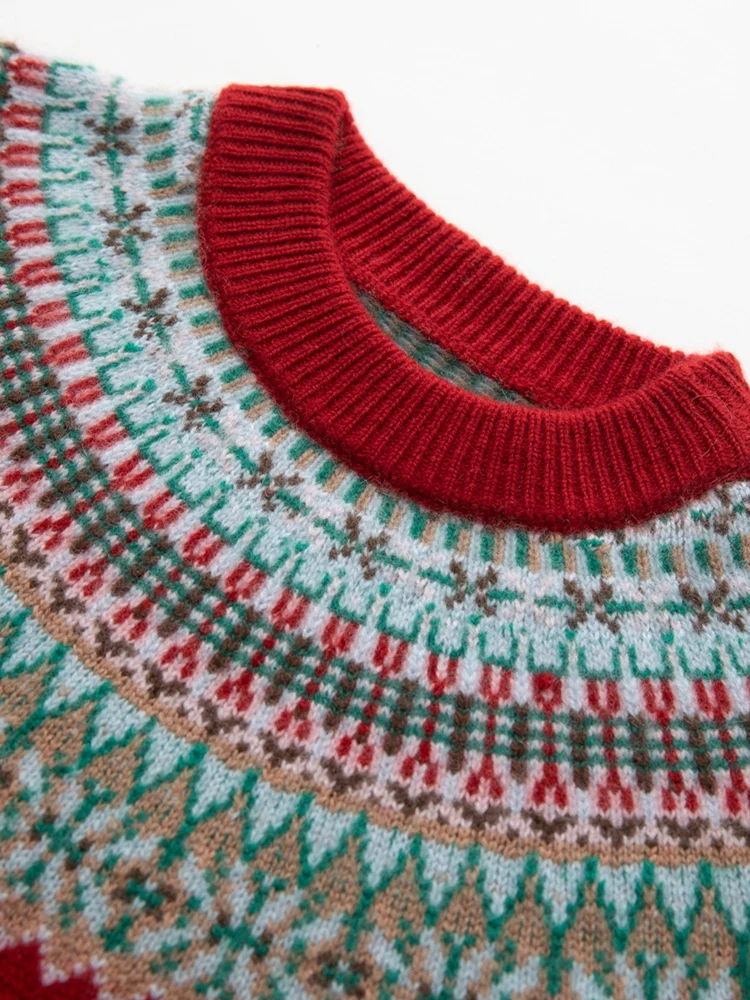 

CHICUU женский винтажный кашемировый пуловер осень-зима толстый 100% кашемировый свитер вязаный жаккардовый трикотаж ткань с воротником-стойкой