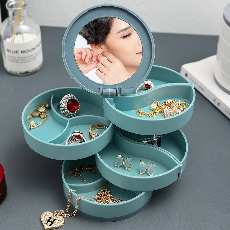 

Rotating Multi-layer Jewelry Box, Earrings Storage Box, Hand Jewelry, Earrings, Earrings, Dust-proof Box, Small and Exquisite