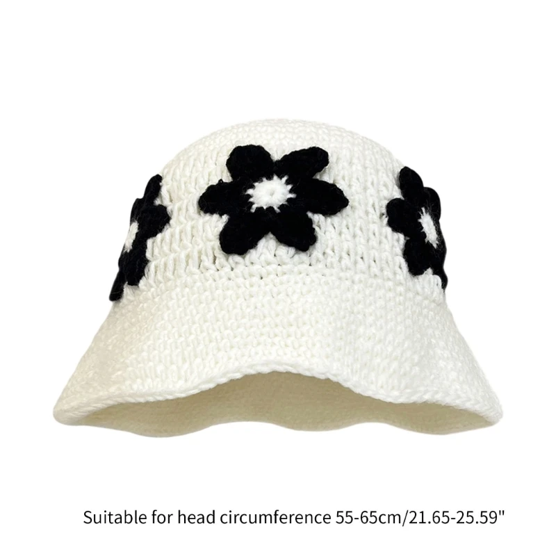 Crochet Bucket Hat for Woman Teenagers Outdoor Foldable Commute Fisherman Hat Wide Brim Spring Summer Anti-Uv Hat