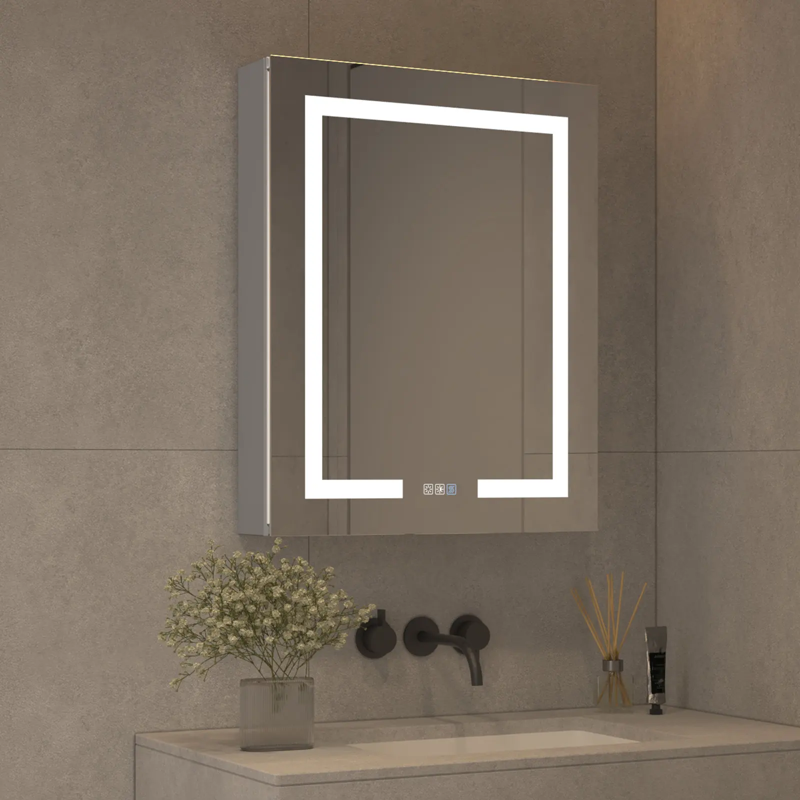 Modern Bathroom Mirror Cabinet Stainless Steel Wall-Mounted Medicine Cabinet With Smart Mirror And Eco-Friendly Feature