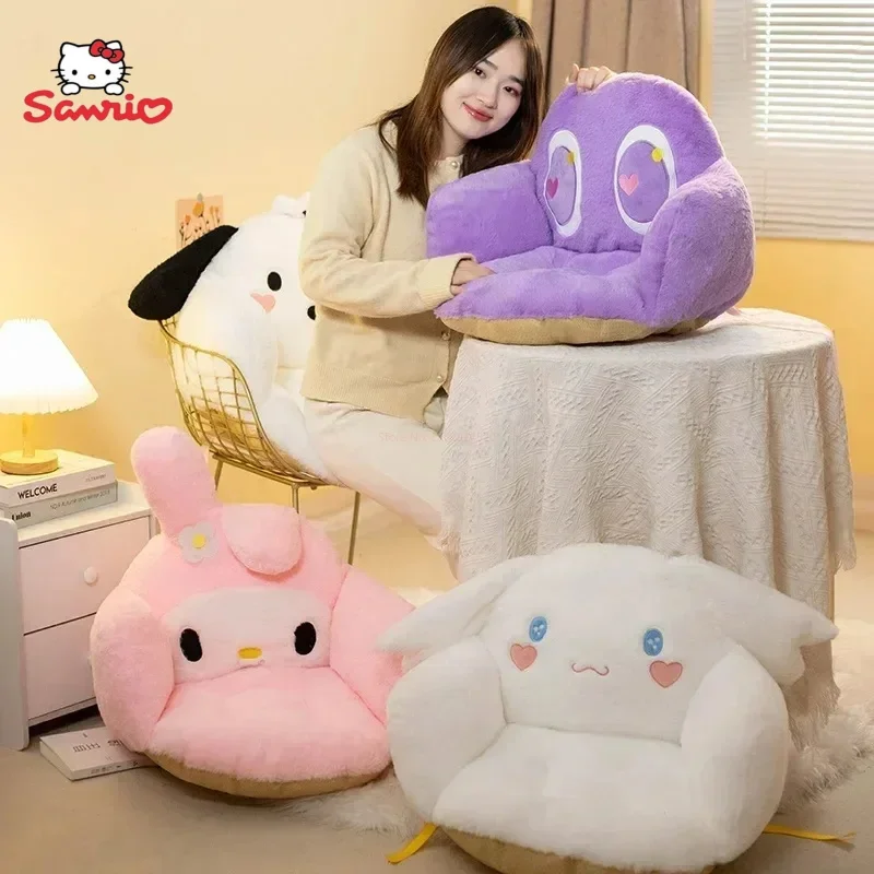 Sanrio Kuromi Cinnamoroll Winter Plush Half Surrounded Black Cartoon Cushion Backrest Dormitory Office Non-slip Chair Cushion