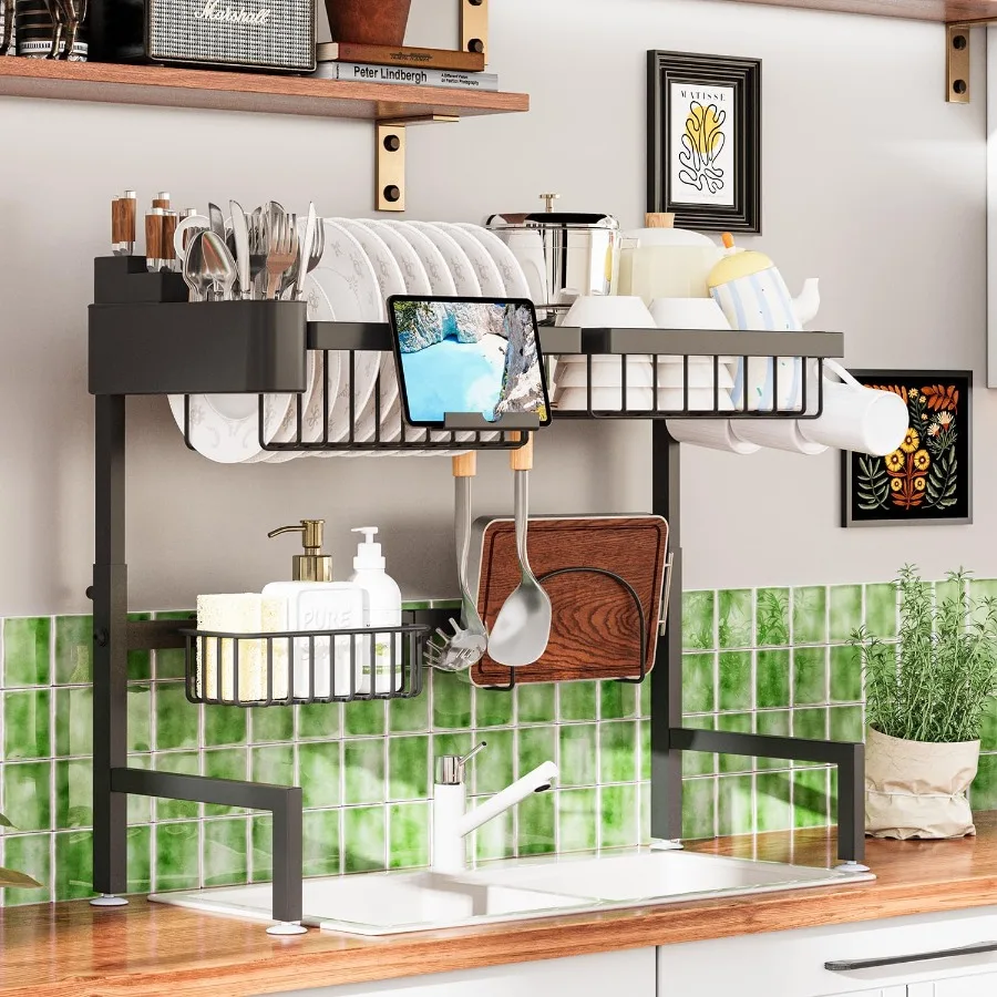 

Over The Sink Dish Drying Rack Expandable Height and Length 2 Tier Large Stainless Steel 2435.5 inches L x 12 inches W x 1922 i