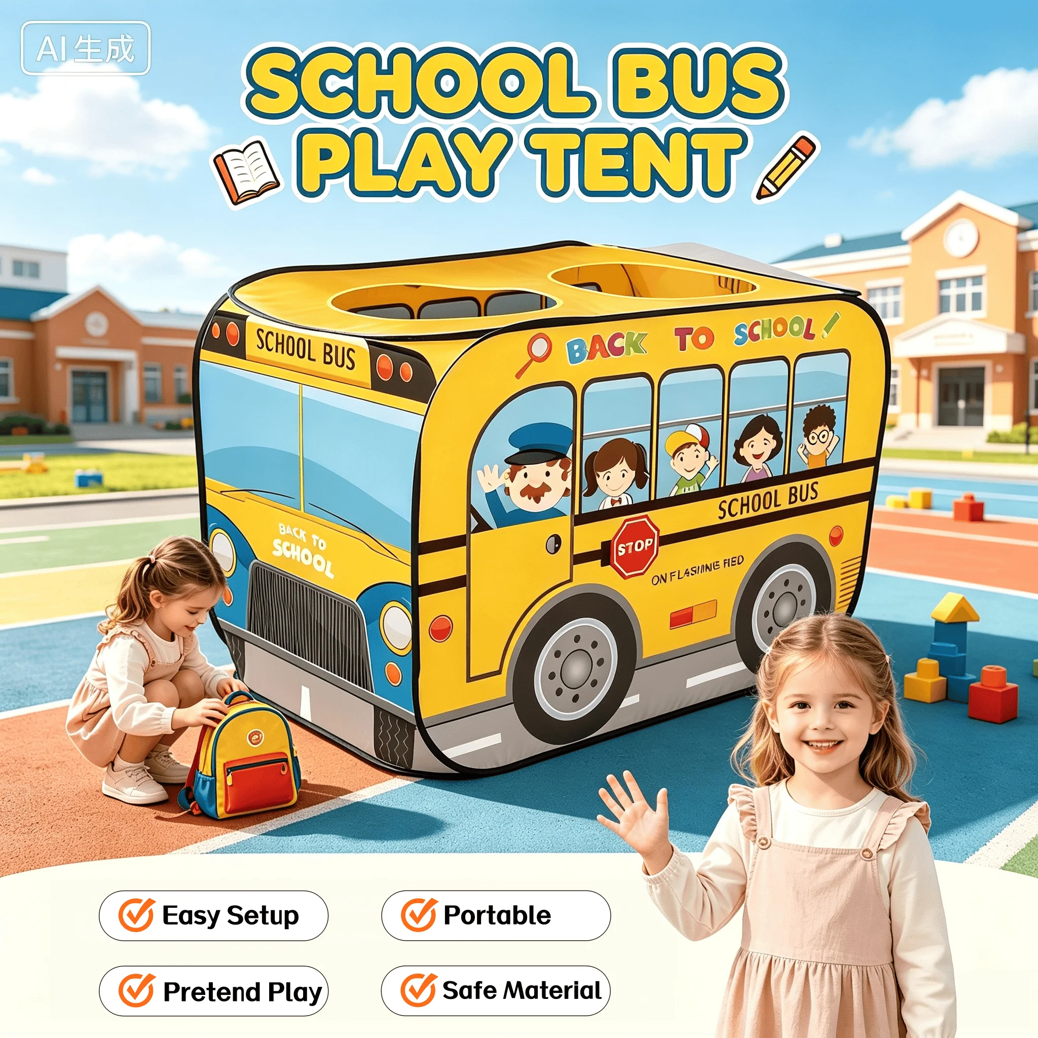 Divertida Tienda de Juego Plegable para Niños - Fácil de Montar, No Requiere Ensamblaje, Diseño de Auto, Estructura de Poliéster Resistente y Acero, Casa de Juegos para Niños y Niñas, Regalo Navideño, Juguete de Playa