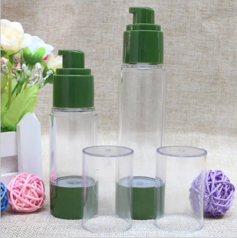 

30ml green plastic airless pump bottle toner lotion/emulsion/serum/liquid foundation essence skin care cosmetic packing