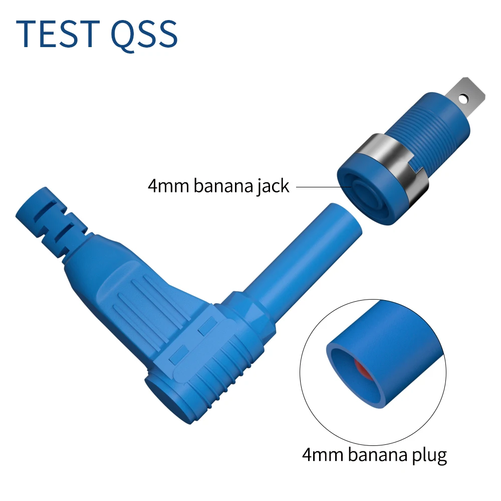 QSS 10PCSS 4MM Right Angle 90 Degree Banana Plug Safety Welding  Assembly Test Leads Connectors DIY Q.10039