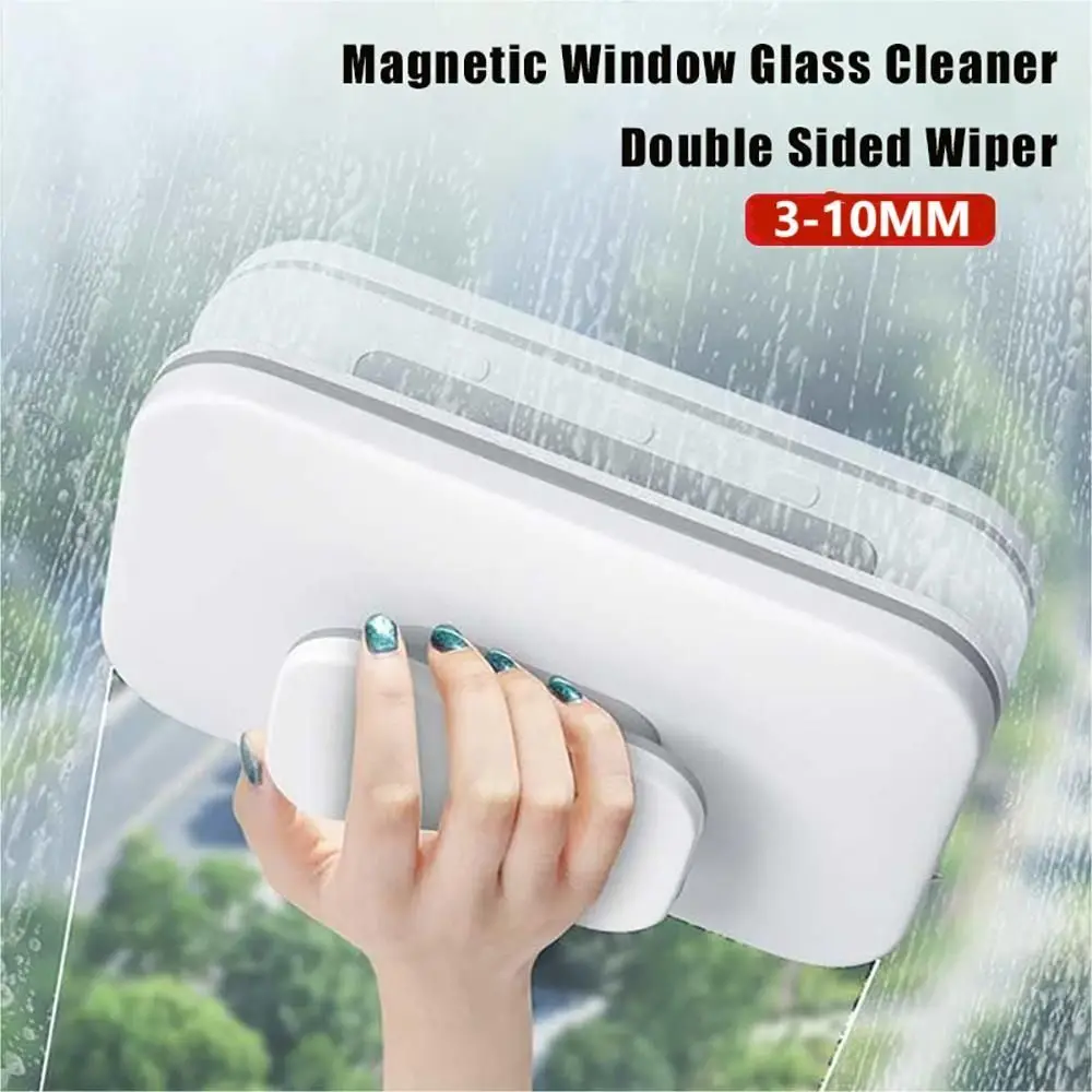 Double Sided Cleaning Glass Wiper White Manual Magnetic Windshield Cleaner Tool Car Window Cleaner Double Sided Cleaning Brush