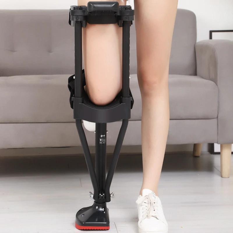 Telescopic Single Leg Walking Aid, Hands-Free Knee Crutch, Mobility Enhancer Stick, Adjustable Walker for Independent Movement