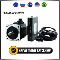 3.8kw Servo Motor 130ST-M15025 15Nm  Servo Drive RS485 AC220V 380v  3M Cables Encoder 2500PPR  Speed 2500-3000RPM For CNC