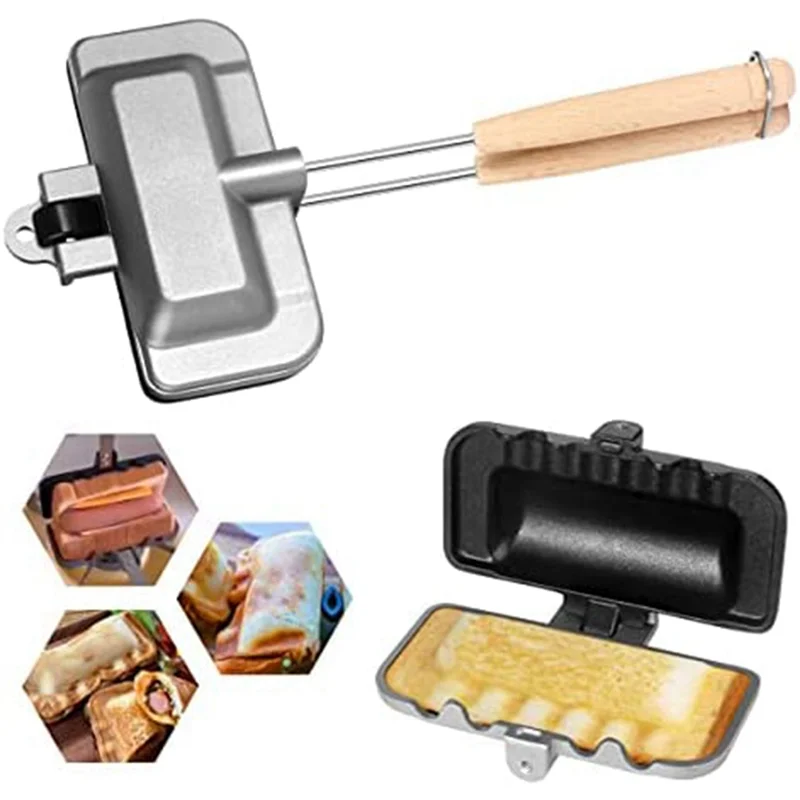 Hot Sandwich Maker, Hot Dog Toaster, Double-Sided Sandwich Baking Pan, Double Sided Frying Pan, Grilled Cheese Maker